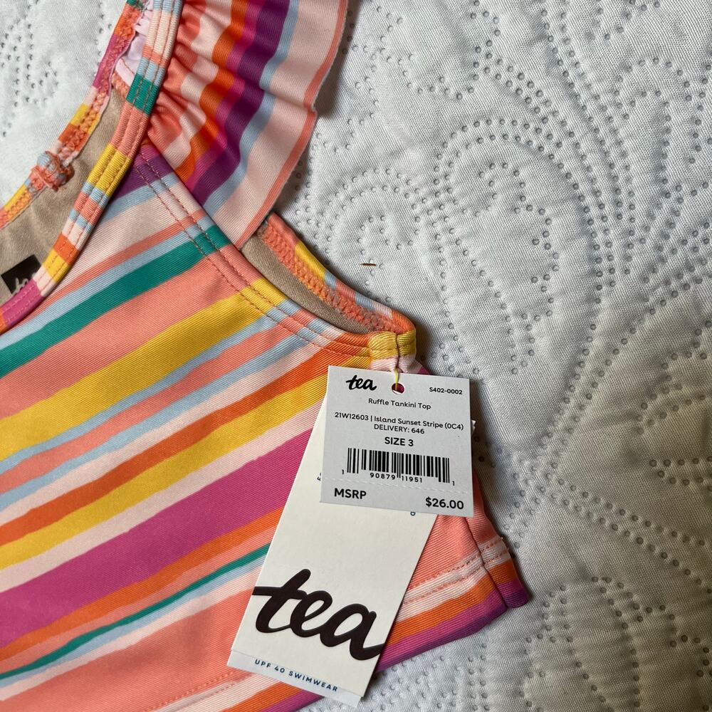 NWT Tea Collection Ruffle Tankini Swim Top Size 3 - Picture 4 of 5